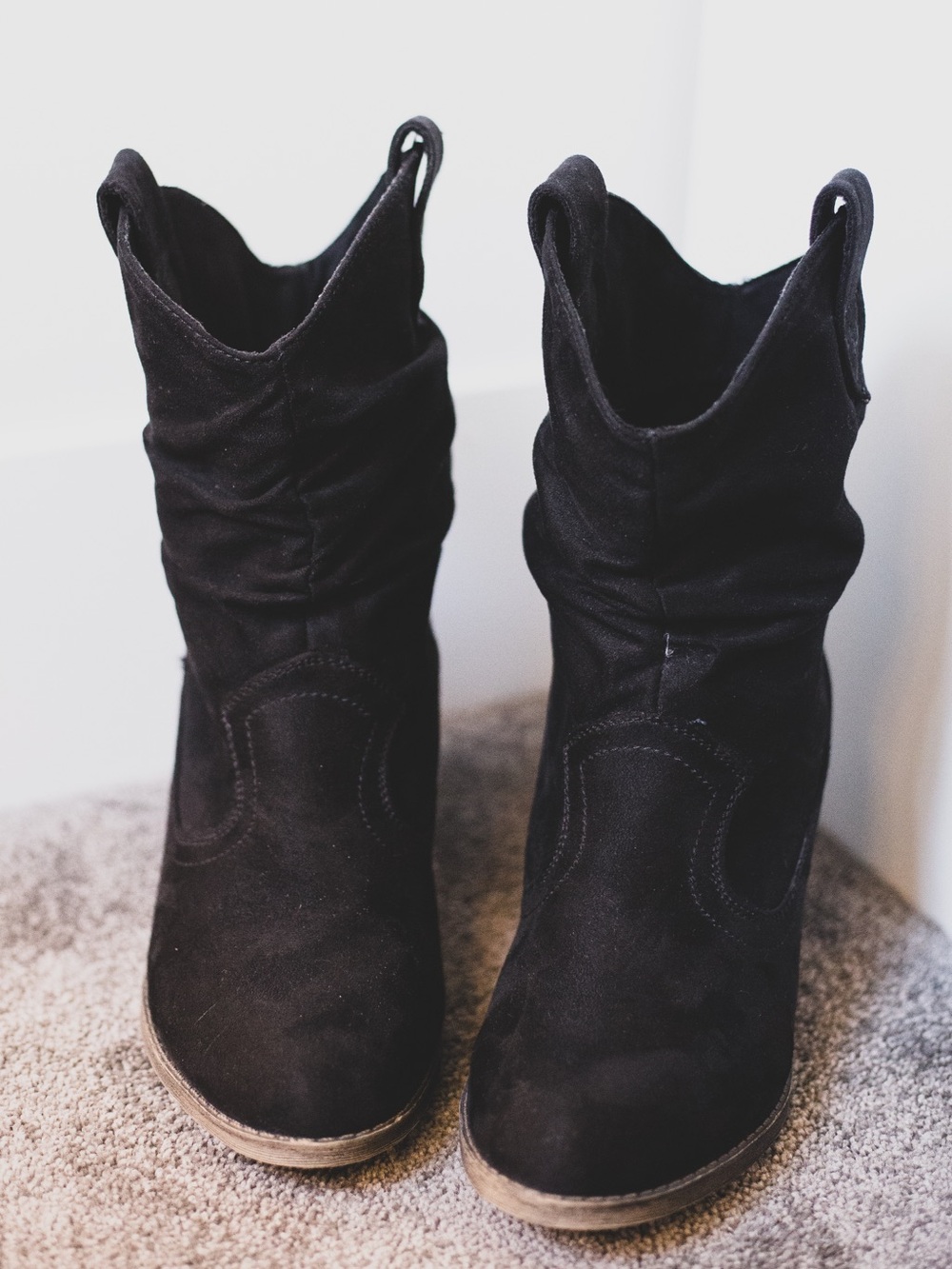 Rocket Dog Black Suede Slouch Ankle Boots